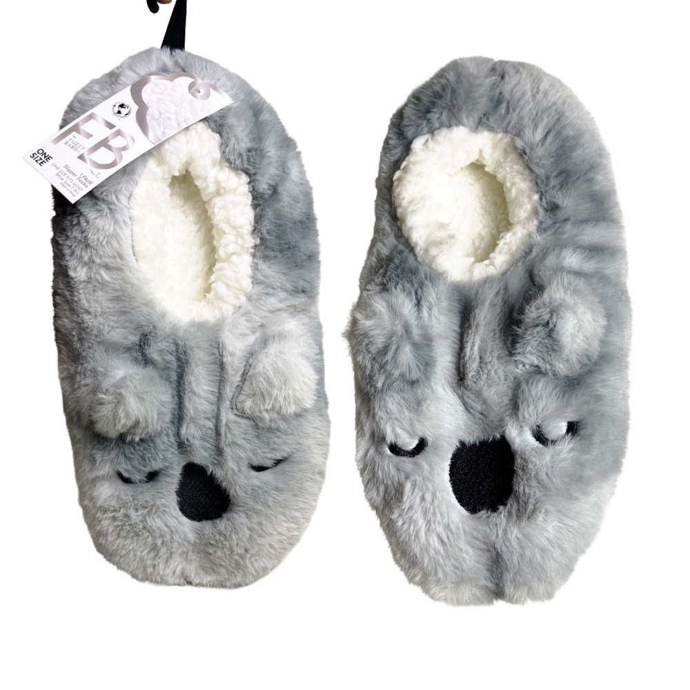 Fuzzy Koala Slipper Socks (One Pair) NEW